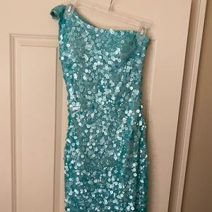 Sequin one shoulder mini dress